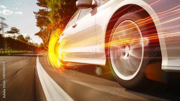 Fototapeta Emergency Braking Test: Demonstrating Sudden Stops and System Effectiveness