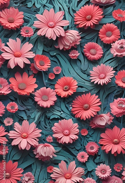 Obraz pink 3d chrysanthemum background