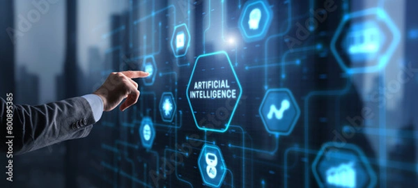 Fototapeta AI Artificial Intelligence concept. Technology learning