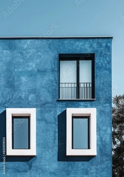 Fototapeta Blue building with two windows