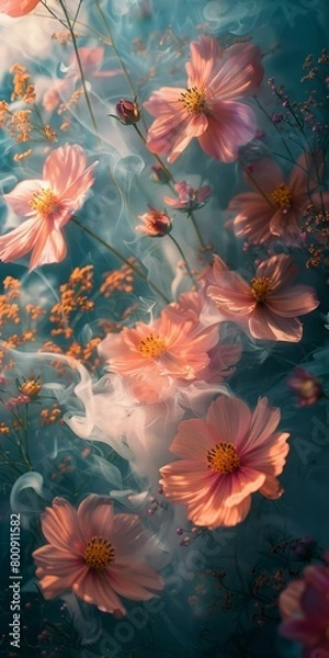 Fototapeta ethereal flowers in the mist