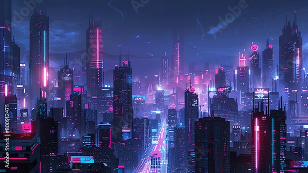 Obraz Slightly futuristic night cityscape

