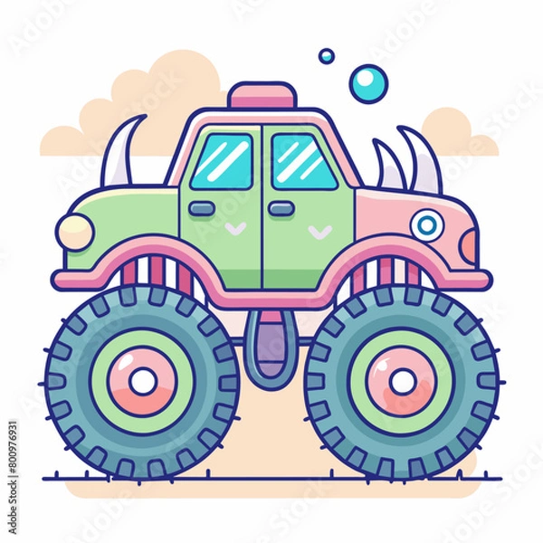 Obraz Minimalist doodle featuring a monster truck, Generative AI