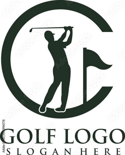 Obraz golf logo c letter golf with editable vector file