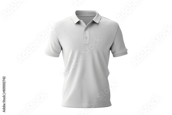 Fototapeta Blank collared shirt mock up template, front and back view, isolated on white, plain t-shirt mockup. Polo tee design presentation for print.