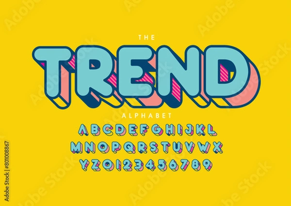 Fototapeta Vector of stylized modern font and alphabet