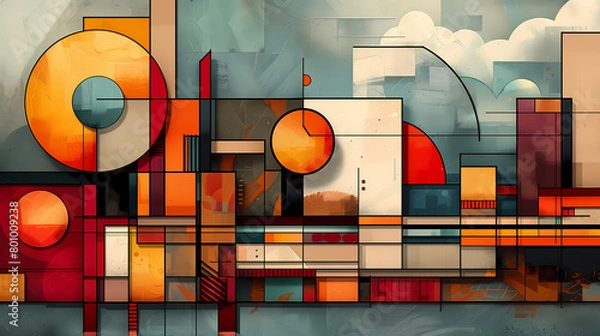 Obraz Abstract geometric line art, background