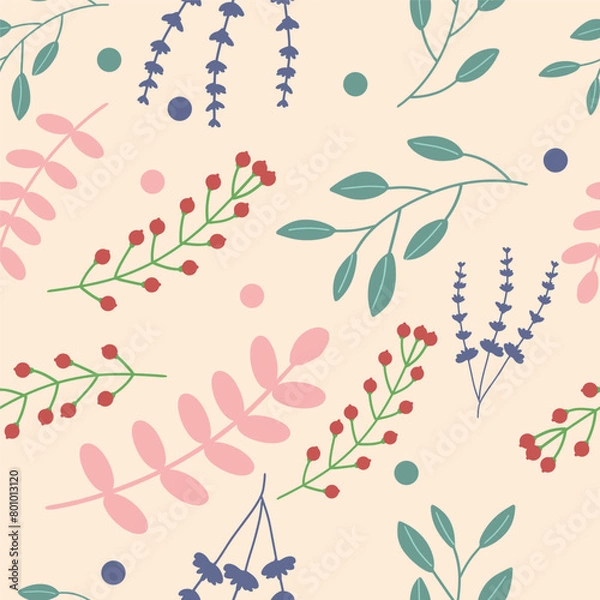 Fototapeta Floral Pattern minimalistic seamless 