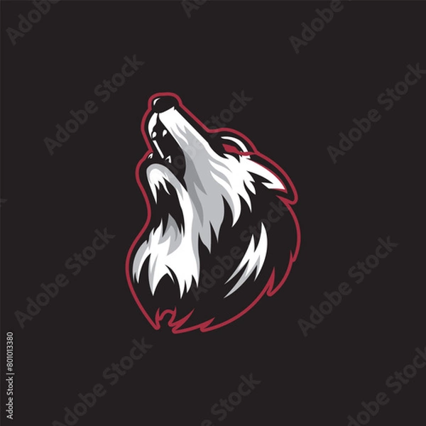 Fototapeta Howling wolf mascot logo 