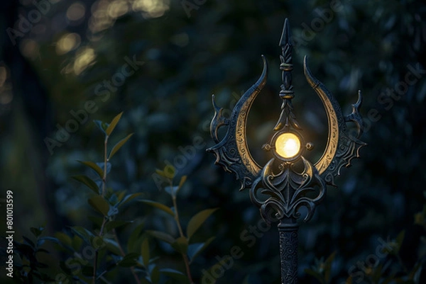 Obraz Moonlit sentinel's mace guarding the night, glowing with the gentle light of the moon.