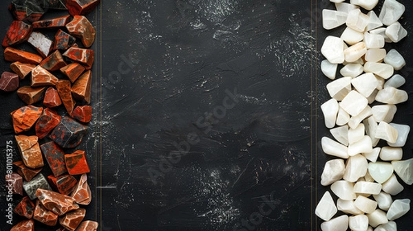 Obraz Minerals. Dark stone background with different minerals.