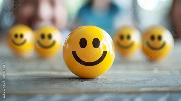 Fototapeta Concept of a happiness index driving employee satisfaction and workplace efficiency in a dynamic office atmosphere