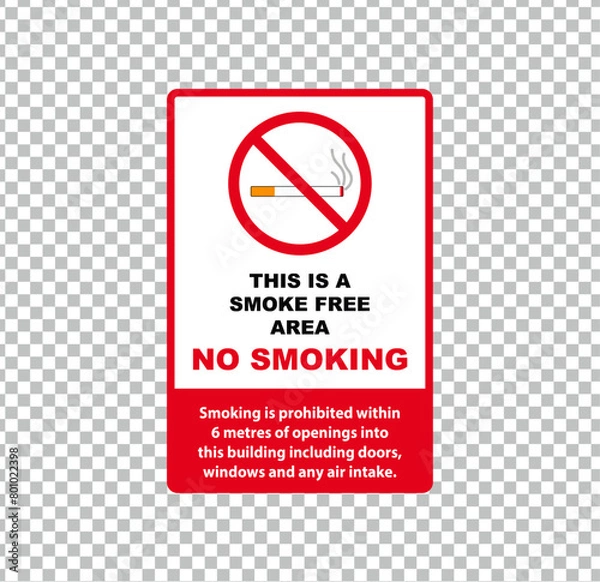 Fototapeta No Smoking allowed in this area cigarette sign vector