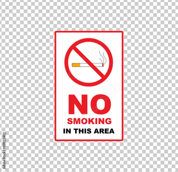 Obraz No Smoking in this area, and High-quality vector illustrations on transparent backgrounds