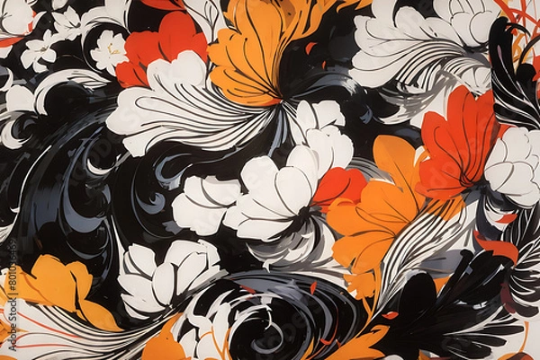 Fototapeta seamless floral pattern with flowers Generatve Ai