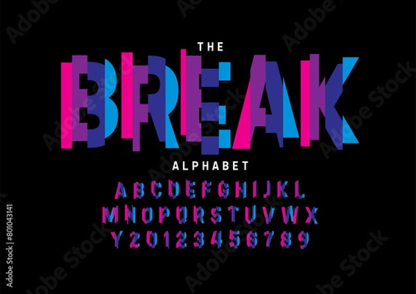 Fototapeta Vector of stylized modern font and alphabet