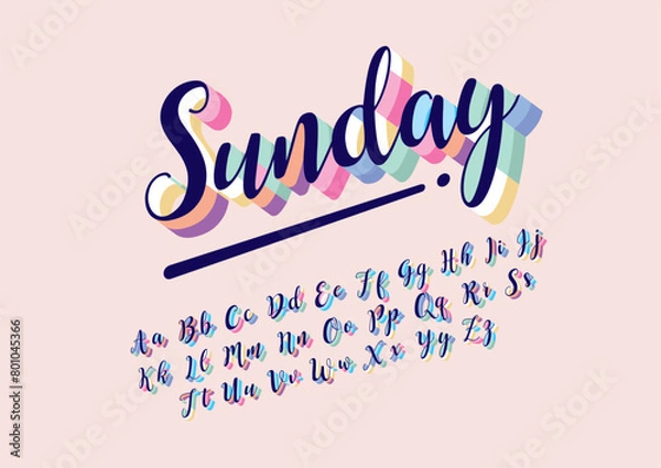 Fototapeta Vector of stylized modern font and alphabet