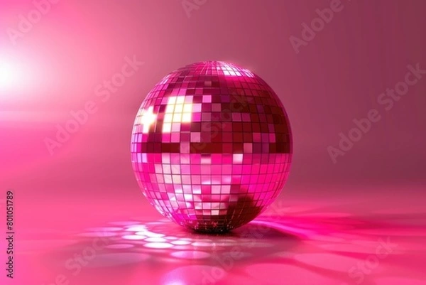 Fototapeta Dancing Under the Glow of a Pink Disco Ball - Fun and Party Awaits with a Trendy and Vibrant Sphere