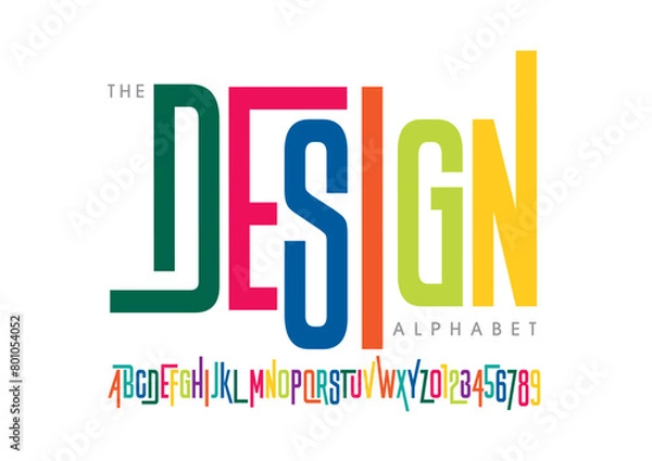Fototapeta Vector of stylized modern font and alphabet