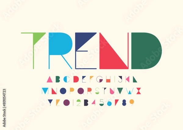 Fototapeta Vector of stylized modern font and alphabet