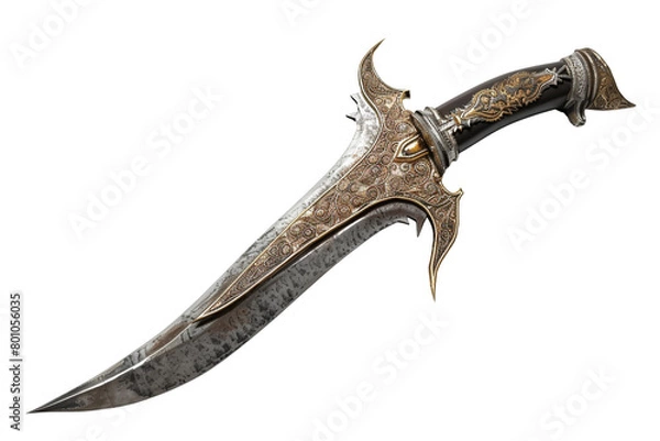Fototapeta Savage dagger, its origins lost to the annals of time, on a solid white background.