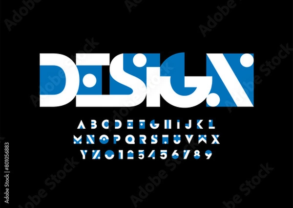 Fototapeta Vector of stylized modern font and alphabet