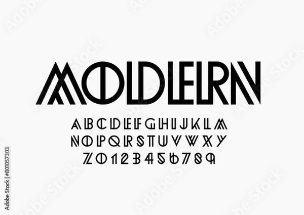 Fototapeta Vector of stylized modern font and alphabet
