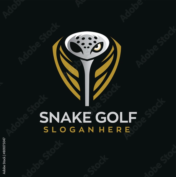Obraz snake golf logo design with editable vector file
