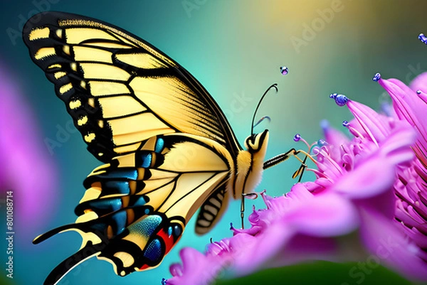 Fototapeta Draw me a golden swallowtail butterfly.
Generative AI
