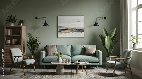 Fototapeta Modern luxury interiors designs. Empty painted wall.dark accent furniture and blank background.Bedroom interior trend 2024 year Modern luxury apricot room interior home designs