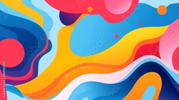 Fototapeta Bright and bold background with a modern twist on retro shapes, suitable for vibrant and lively designs,