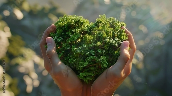 Fototapeta International cooperative and environment concept with heart collaborative hands.