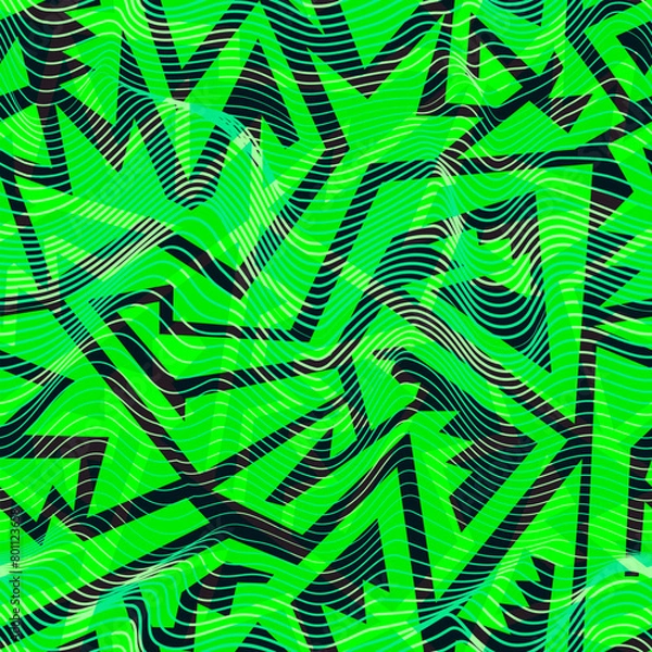Fototapeta Toxic green colour geometric. Seamless pattern