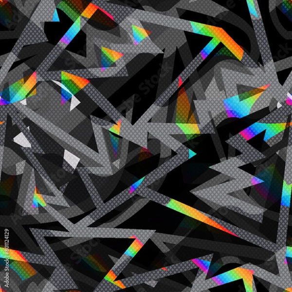 Fototapeta Monochrome geometric seamless pattern
