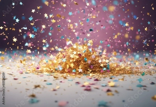 Obraz 'confetti Year theme New render 3D 2023 celebration stars Similar Keywords happy holiday christmas party merry banner flier border message card fe'