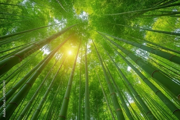 Fototapeta Bamboo Grove: Tall, slender bamboo stalks creating a serene atmosphere. 