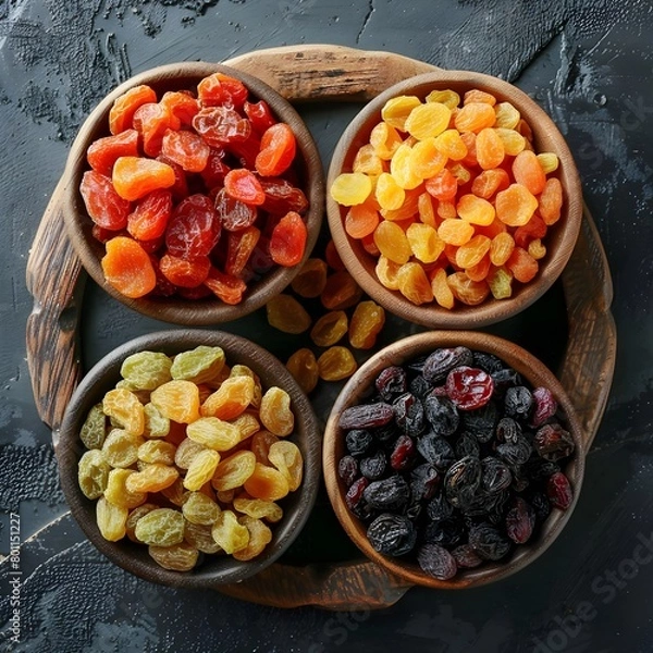 Fototapeta dried fruit and nuts, dried fruits and nuts in a bowl