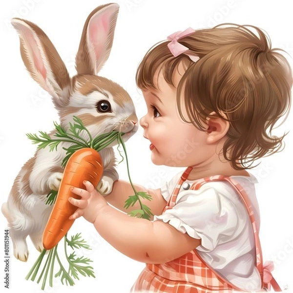Fototapeta Sweet Little Bunny Art Print, featuring a charming drawing of an adorable white rabbit. This simplistic yet heartwarming artwork captures the essence of innocence and playfulness. Perfect for animal 