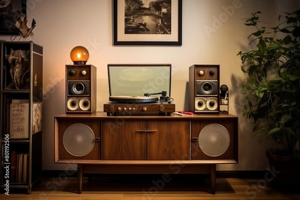 Obraz A mid-century modern record player