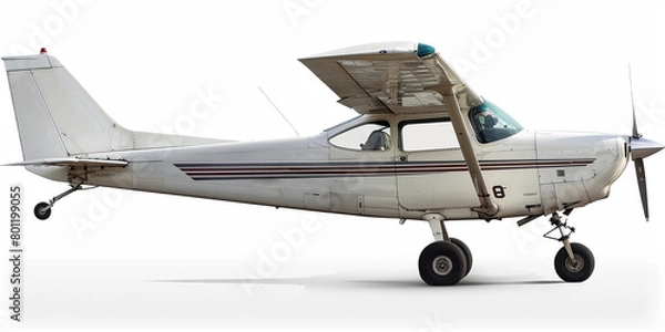 Fototapeta Side view of Cessna 172 in white background