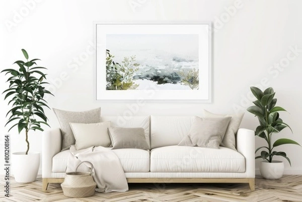 Fototapeta Modern Living Room with Abstract Art