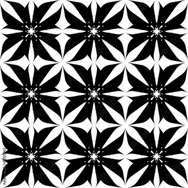 Obraz Black and white geometric seamless pattern, abstract background.