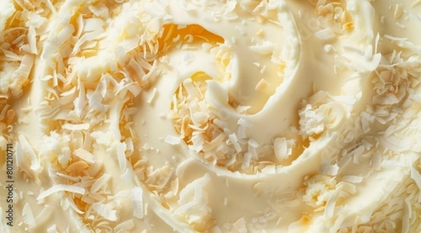 Obraz Surface of coconut white ice cream texture background, top view.