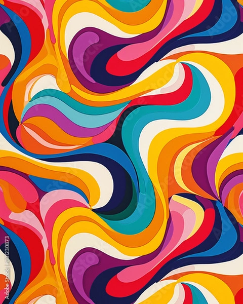 Fototapeta Psychedelic background in the style of the 60s and 70s. AI generative.
