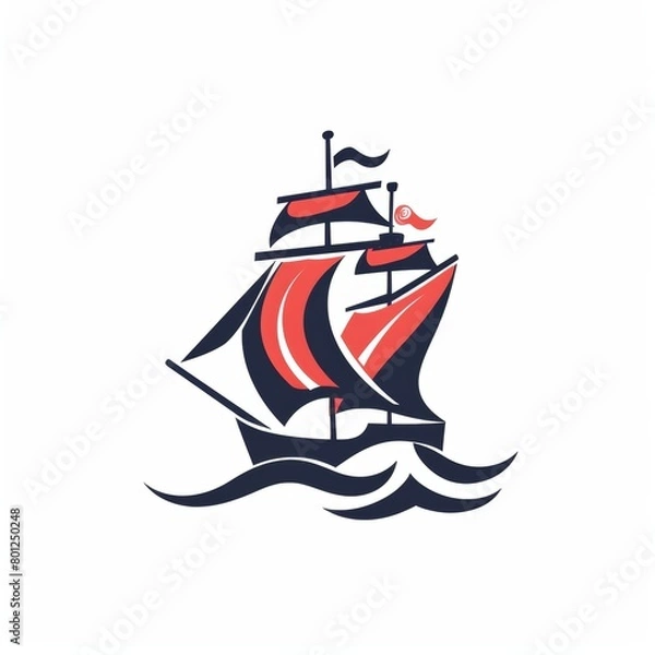 Fototapeta Logo design with a sailing ship