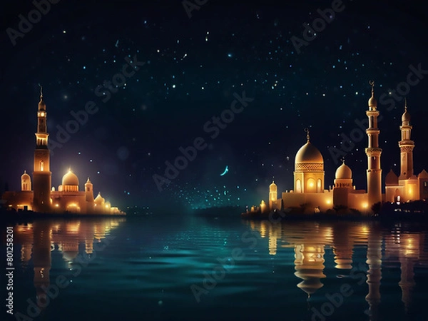 Obraz islamic eid background design with glow light effect