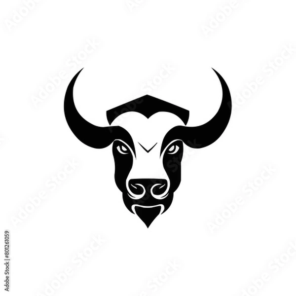 Fototapeta bull skull isolated on white canvas | Silhouette of a bull head vector illustration