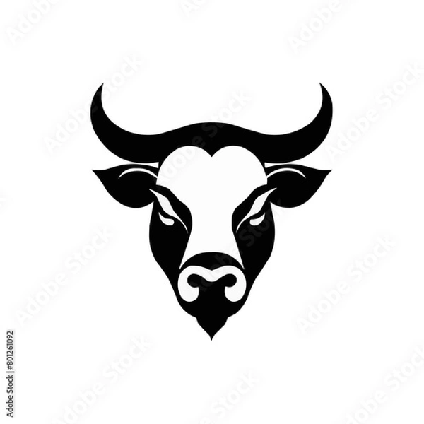 Fototapeta Furious bull head isolated on white canvas | Vector illustration a bull head