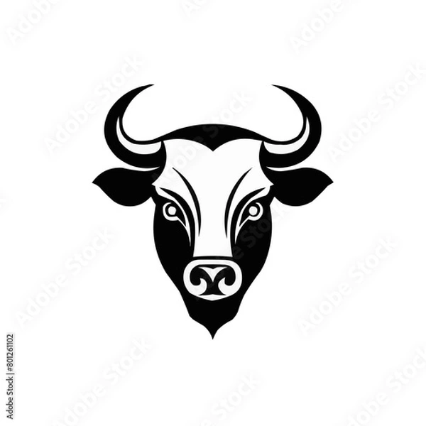 Fototapeta Furious Bull head isolated on white Canvas | Vector illustration of a bull