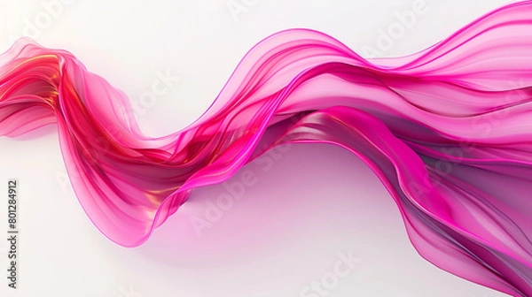 Fototapeta A vibrant magenta wave, striking and vivid, sweeping elegantly over a white canvas, depicted in a crystal-clear high-definition image.